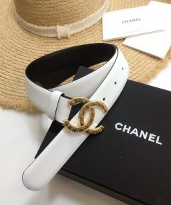 Chanel Belt With Double C Buckle White