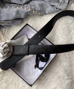 Gucci Belt Signature With Interlocking G Buckle Black For Women, Women Belt
