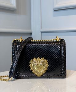 Dolce & Gabbana Medium Devotion Crossbody Bag Black For Women 8.3in/21cm DG