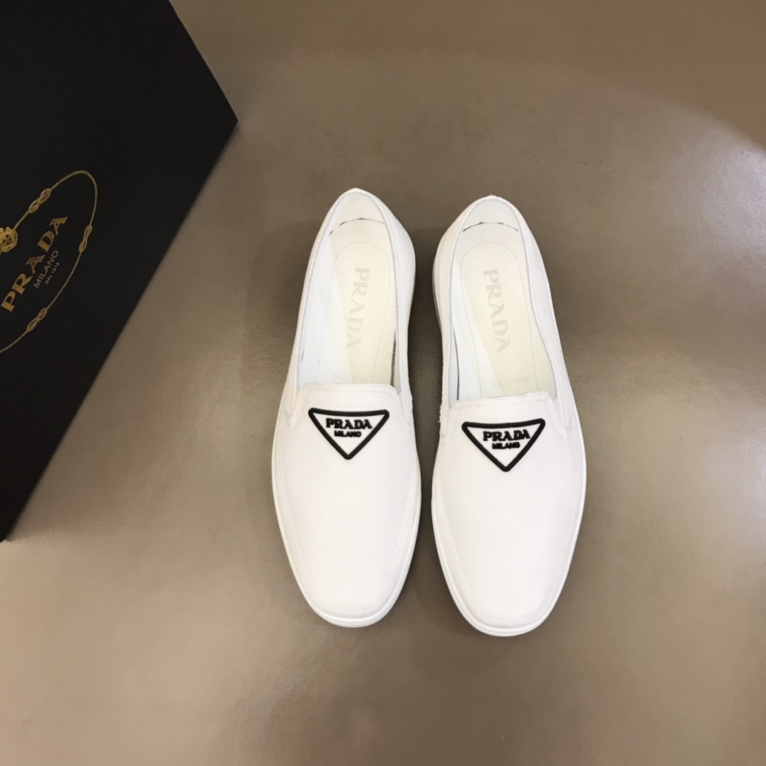 Prada Nylon Slip-On Sneakers White For Men 1in/25mm Prada