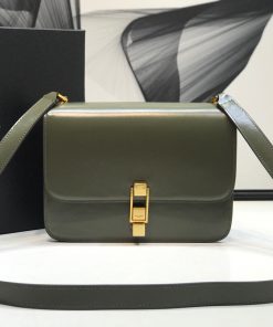 Yves Saint Laurent Le Carre Satchel In Box Dark Green For Women 9in/23cm YSL