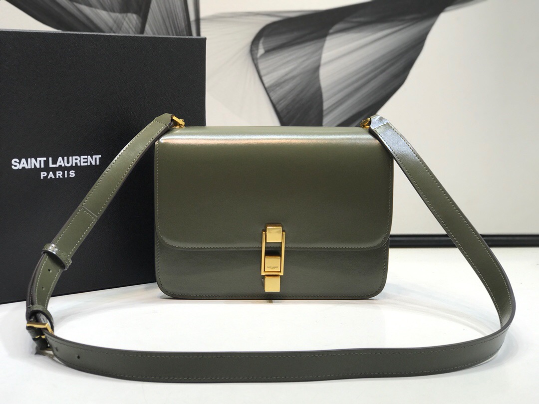 Yves Saint Laurent Le Carre Satchel In Box Dark Green For Women 9in/23cm YSL