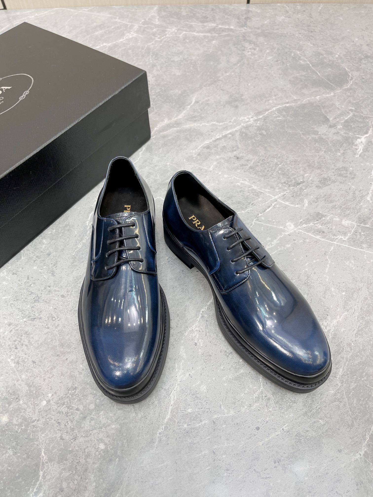 Prada Brushed Shoes Blue For Men 1.6in/40mm Prada