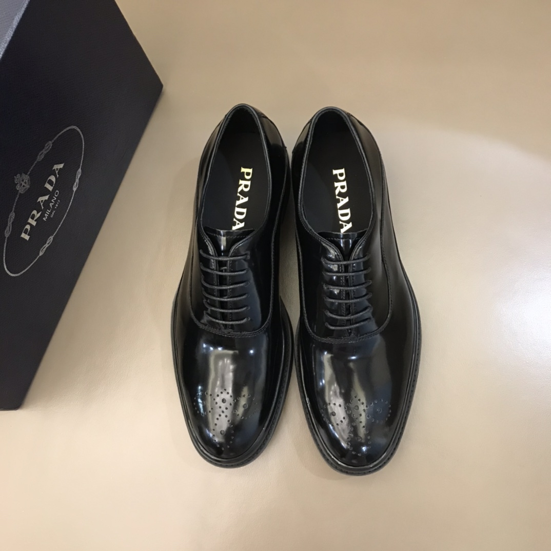Prada Brushed Oxford Shoes Black For Men Prada
