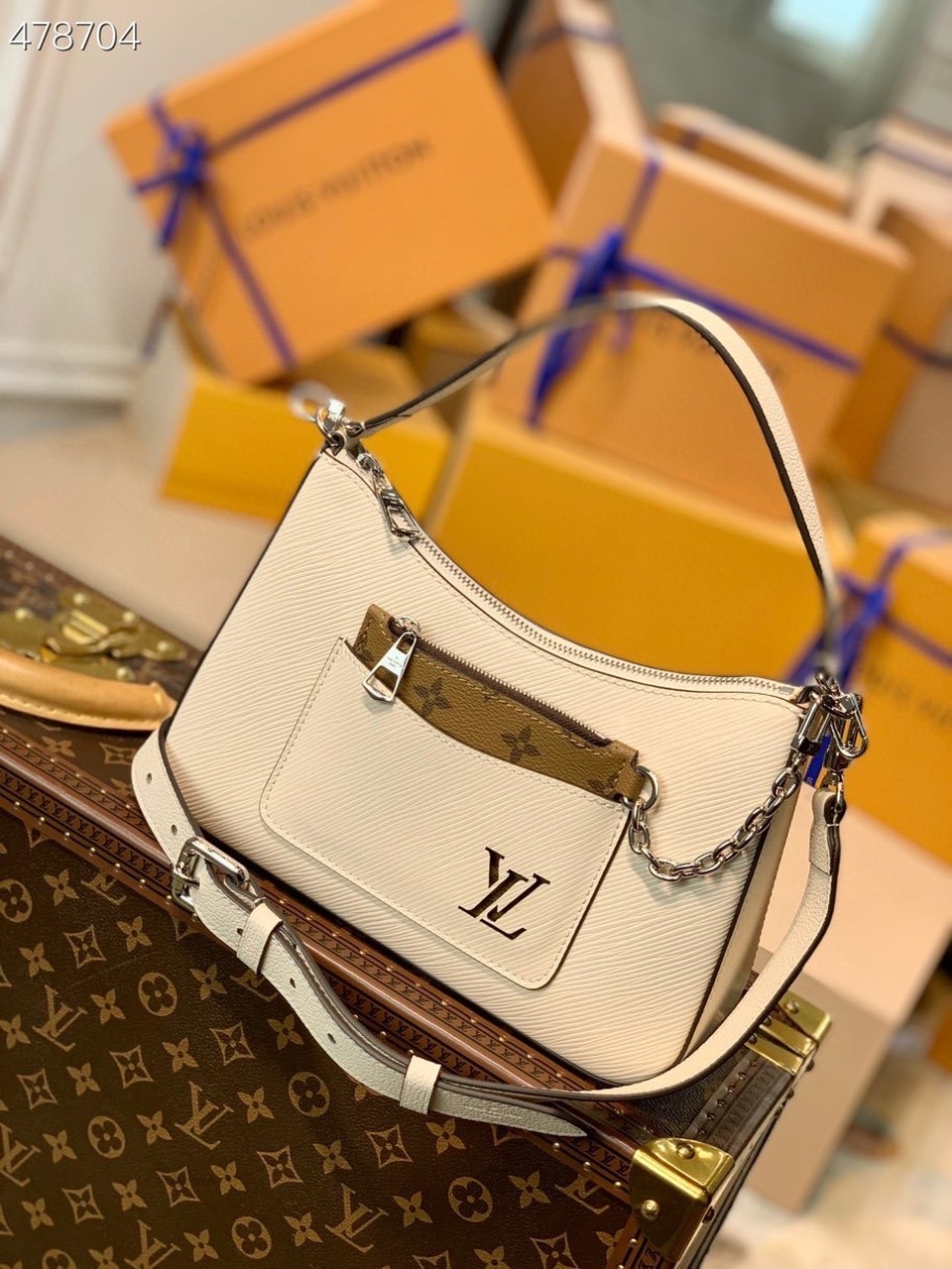 Louis Vuitton Marelle Epi White For Women, Women’s Handbags, Shoulder And Crossbody Bags 9.8in/25cm LV M80688