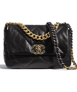 CHANEL 19 Flap Bag Black In Goatskin - Luxury Leather Bags - Luxurbags