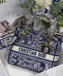 Christian Dior Medium Lady D-Lite Bag Blue, For Women, Women’s Handbags 24cm/9.5in CD M0565ORGO_M928