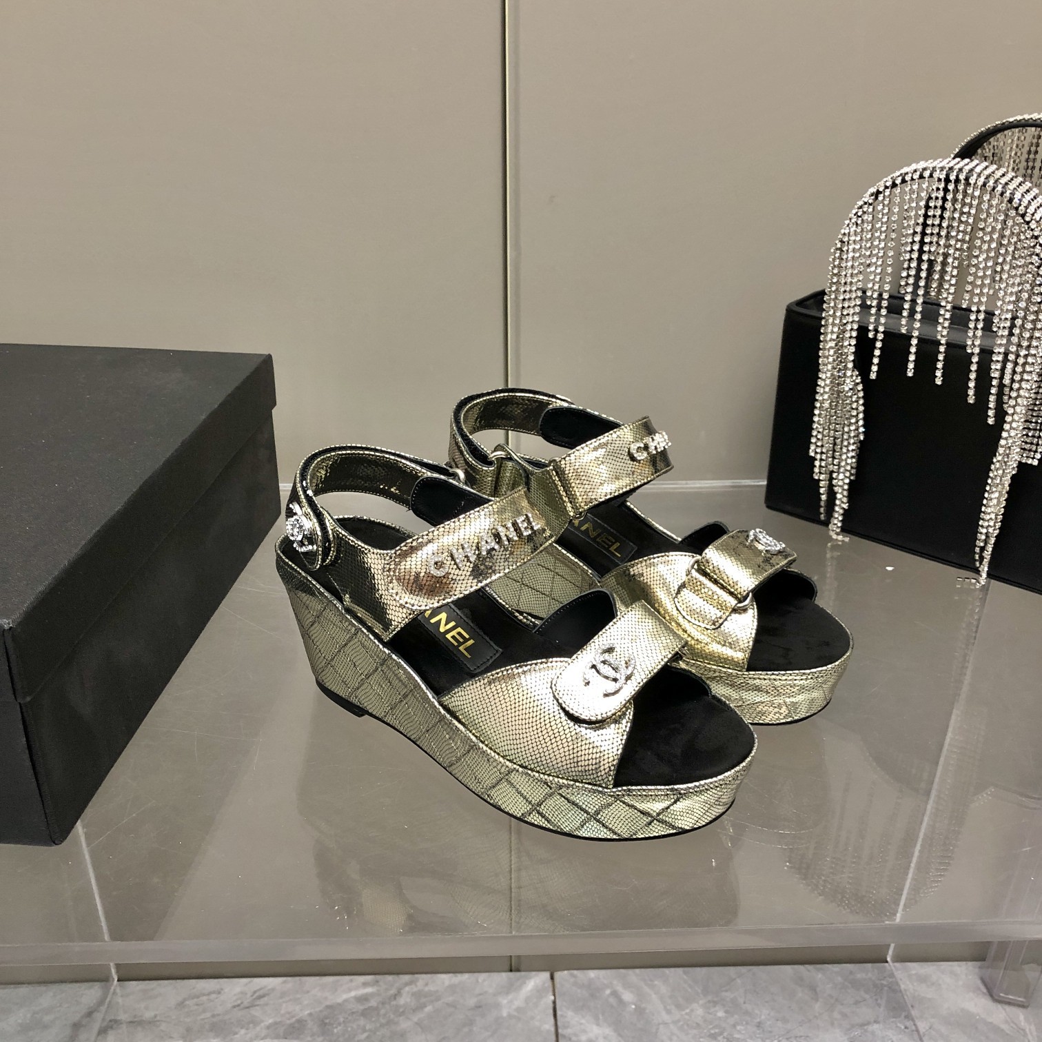 Chanel Sandals Gold For Women, Women’s Shoes
