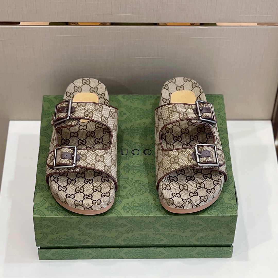 Gucci Women’s Slide Sandal With Straps Beige For Women GG