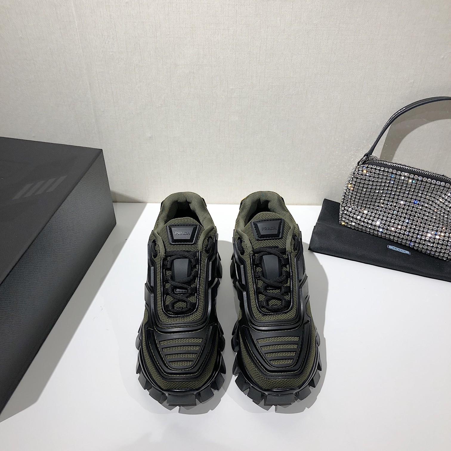 Prada Cloudbust Thunder Sneakers Green/Black For Women 2.4in/60mm Prada 