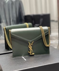 Yves Saint Laurent Cassandra Medium Chain Bag In Grain De Poudre Embossed 22cm