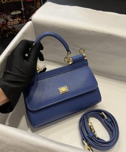 Dolce & Gabbana Small Sicily Bag In Dauphine Blue For Women 7.5in/19cm DG BB7116A100180648