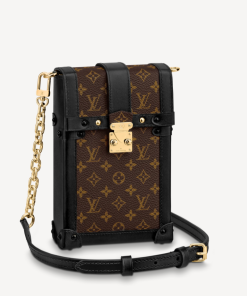 Louis Vuitton Pochette Trunk Verticale Monogram Canvas Black For Women, Women’s Chain Wallet 6.9in/18cm LV M63913