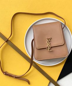 Yves Saint Laurent Kaia North/South Satchel Bag In Vegetable Tanned Brown Material With Gold Hardware For Women 6.6in/18cm YSL 668809BWR6W2725