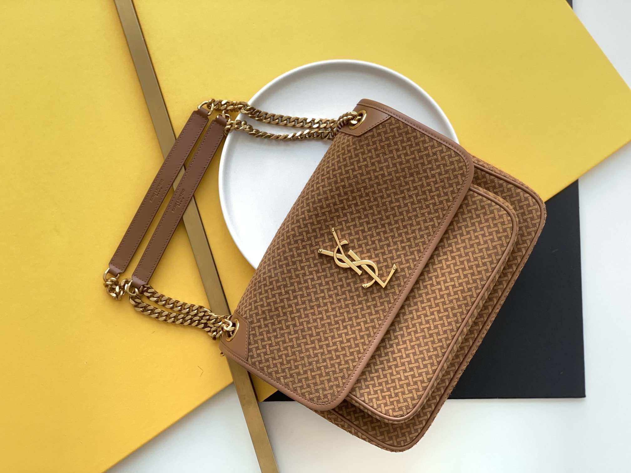 Yves Saint Laurent Niki Medium Chain Bag Brown In Vintage Crinkled With Gold Toned Hardware For Women 11in/28cm YSL