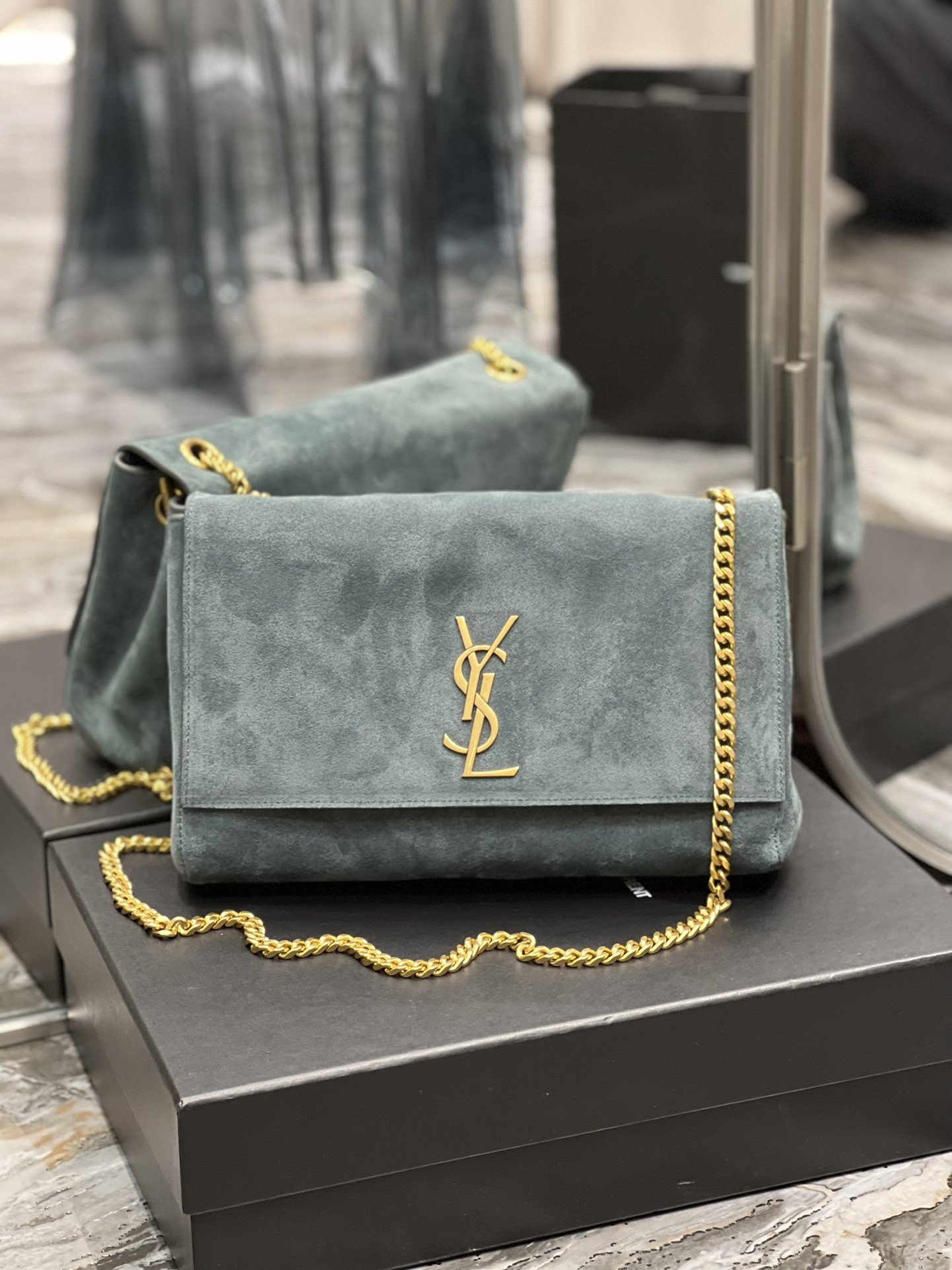 Yves Saint Laurent Kate Medium Reversible Chain Bag In Suede With Gold Hardware For Women 11.2in/29cm YSL
