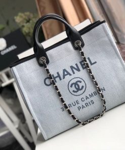 Chanel Deauville Tote 38cm White Gray For Women A66941