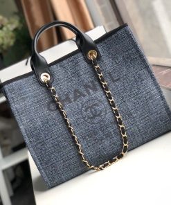 Chanel Deauville Tote 38cm Blue/Black For Women A66941