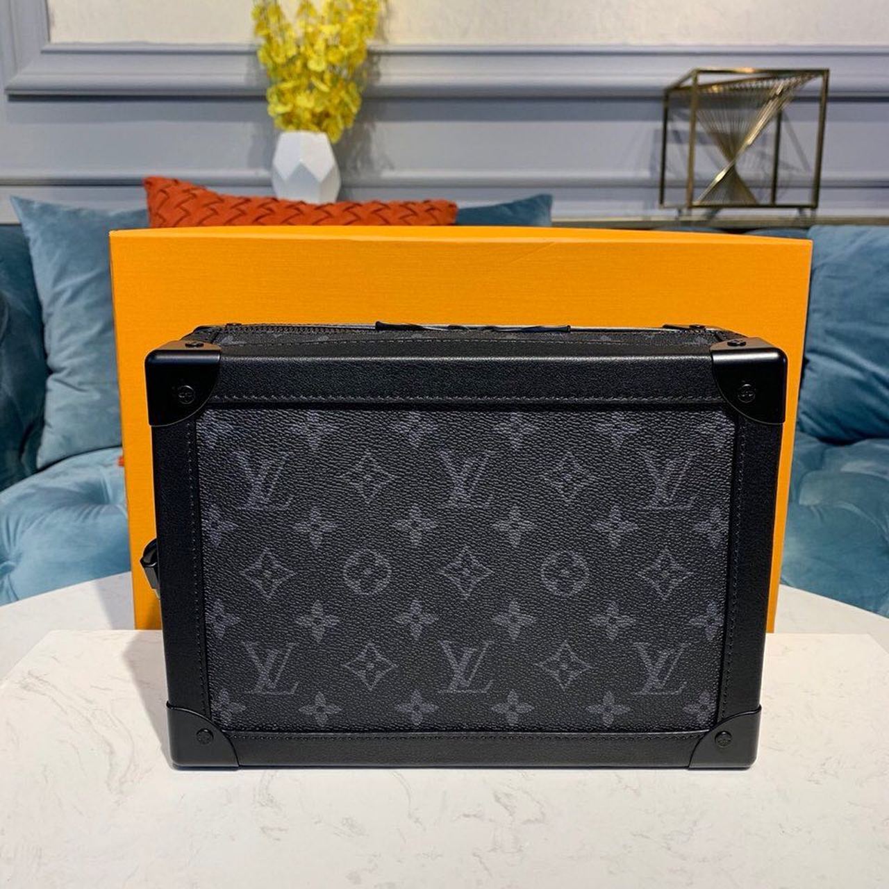 Louis Vuitton Soft Trunk Monogram Eclipse Canvas For Men, Men’s Bags 9.8in/25cm LV M44730