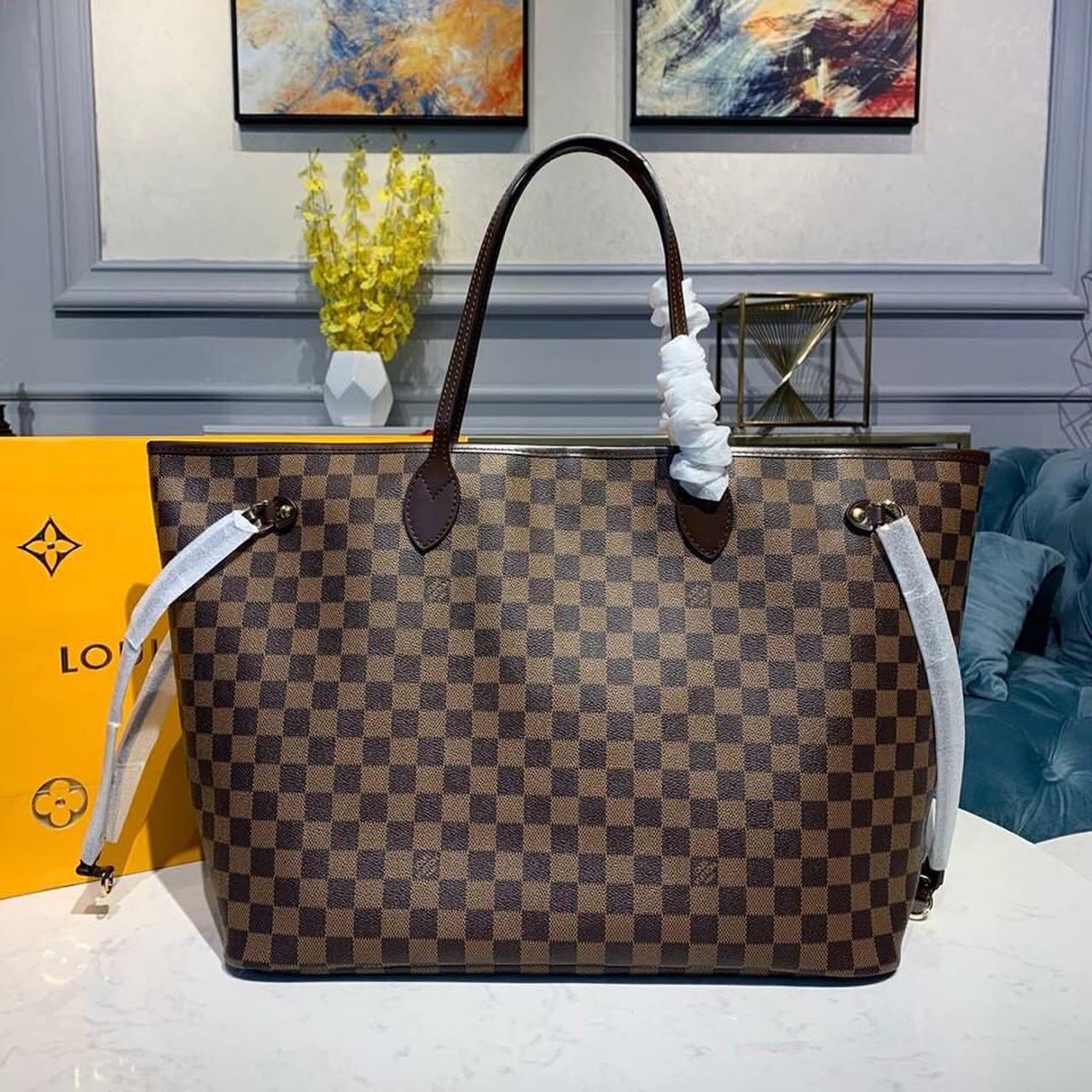 Louis Vuitton Neverfull GM Tote Bag Damier Ebene Canvas Cerise Red For Women, Women’s Handbags, Shoulder Bags 15.7in/40cm LV N41357