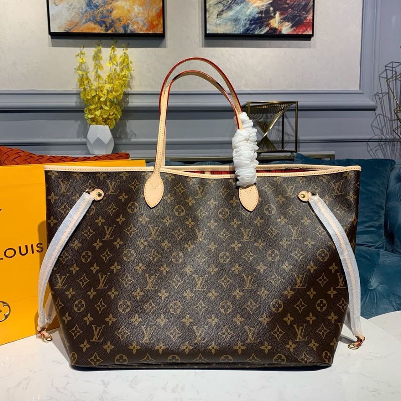 Louis Vuitton Neverfull GM Tote Bag Monogram Canvas Red For Women, Women’s Handbag, Shoulder Bags 15.7in/39cm LV M40991