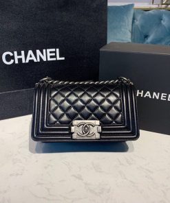 Chanel Small Boy Handbag Silver Hardware Black For Women, Women’s Bags, Shoulder And Crossbody Bags 7.8in/20cm A67085