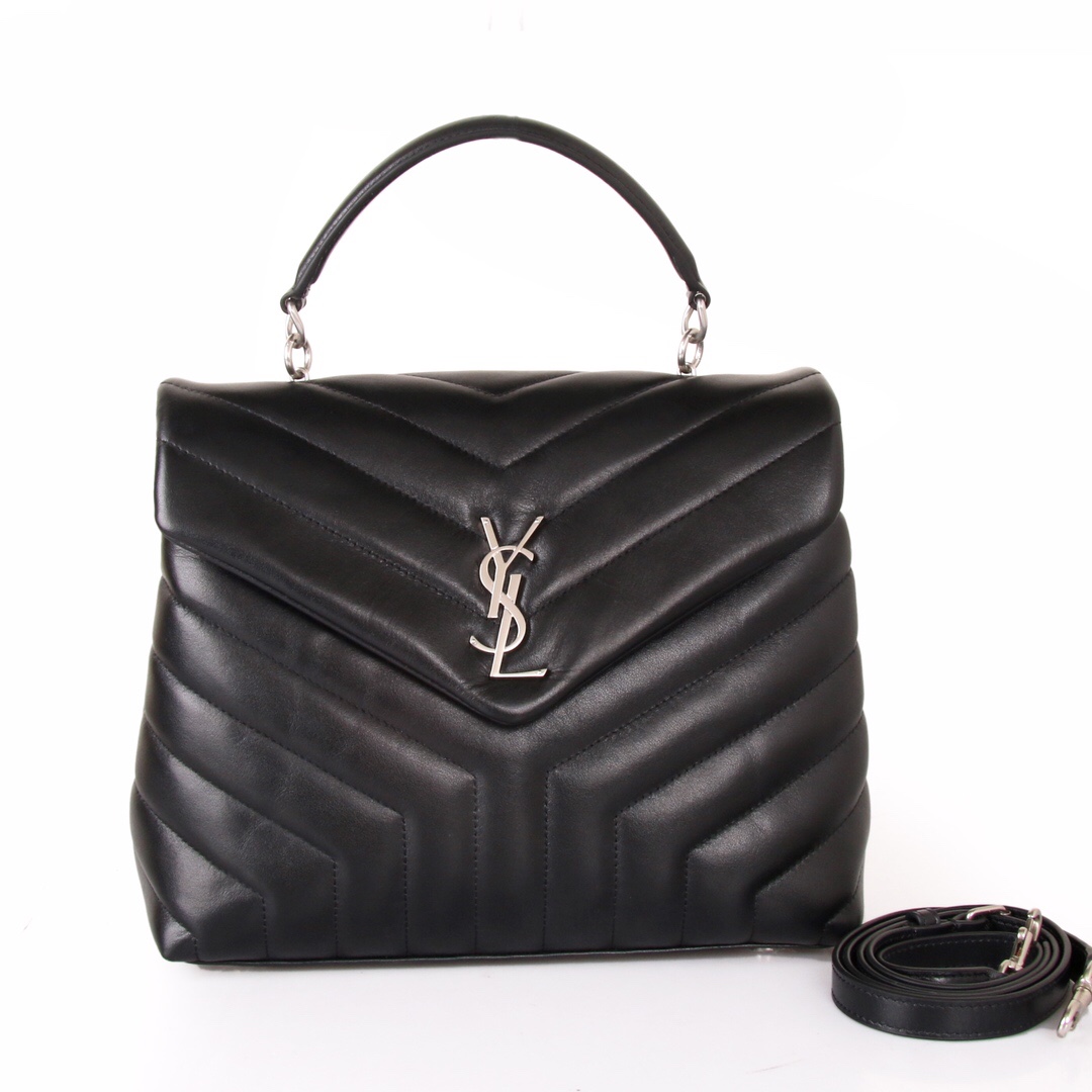 Yves Saint Laurent Loulou Small Chain Bag In Matelassé “Y” Black For Women 9.8in/23cm YSL 494699DV7261000