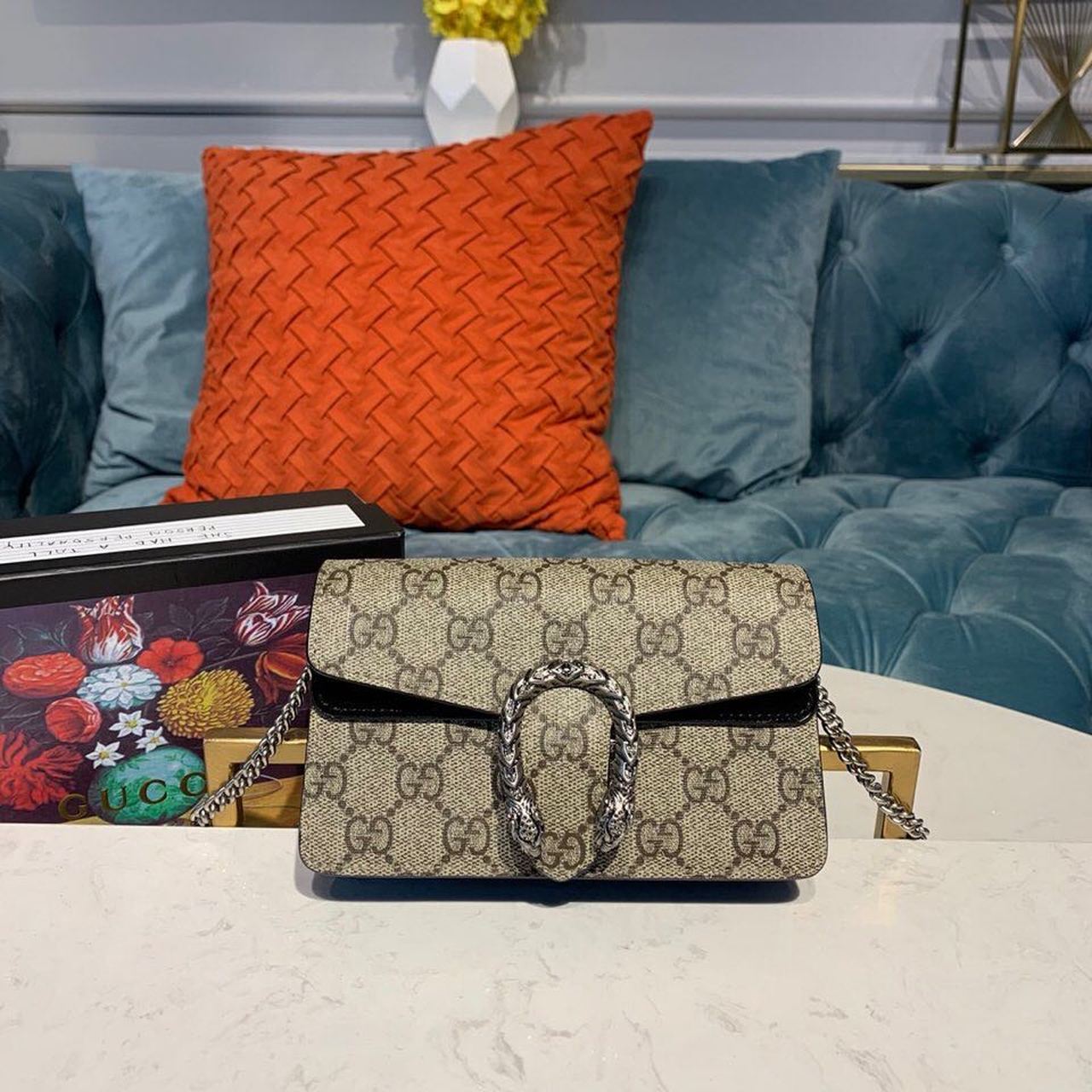 Gucci Dionysus Gucci Supreme Super Mini Bag Canvas Beige For Women 6.5in/16.5cm Gucci 476432 KHNRN 8642
