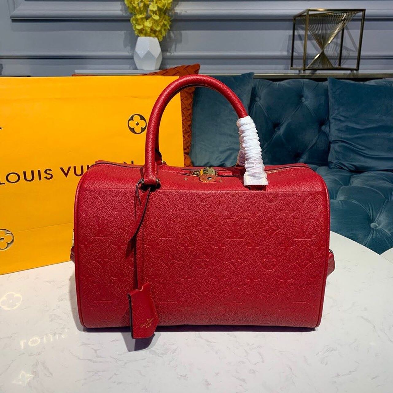 Louis Vuitton Speedy Bandouliere 30 Monogram Empreinte Cherry Red For Women, Women’s Handbags, Shoulder And Crossbody Bags 11.8in/30cm LV