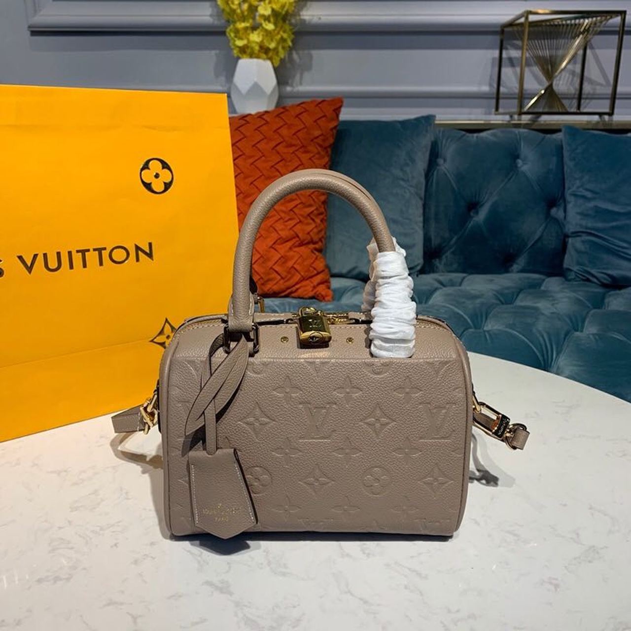 Louis Vuitton Speedy Bandouliere 20 Monogram Empreinte Galet Grey For Women, Women’s Handbags, Shoulder And Crossbody Bags 7.8in/20cm LV