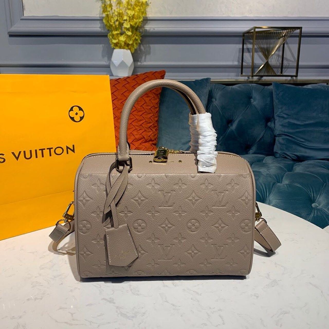 Louis Vuitton Speedy Bandouliere 25 Monogram Empreinte Galet Grey For Women, Women’s Handbags, Shoulder And Crossbody Bags 9.8in/25cm LV