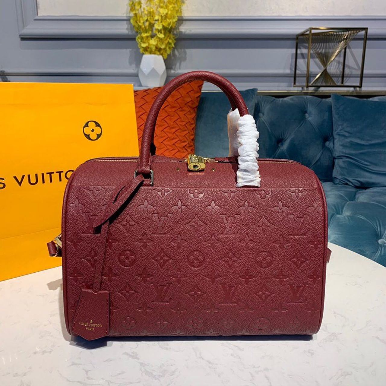 Louis Vuitton Speedy Bandouliere 30 Monogram Empreinte Bunrgundy For Women, Women’s Handbags, Shoulder And Crossbody Bags 11.8in/30cm LV