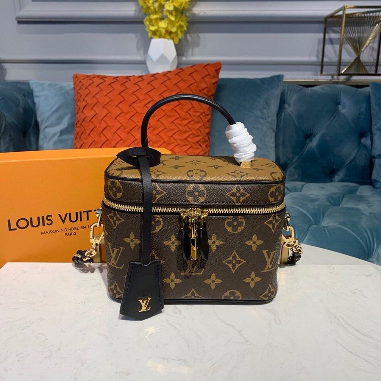 Louis Vuitton Vanity PM Monogram And Monogram Reverse Canvas By Nicolas Ghesquiere For Women, Women’s Handbags, Shoulder And Crossbody Bags 7.5in/19cm LV M45165