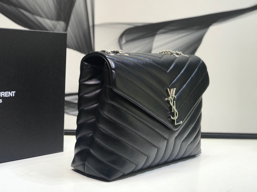 Yves Saint Laurent Loulou Small Chain Bag In Matelassé “Y” Black For Women 9.8in/23cm YSL  494699DV7261000