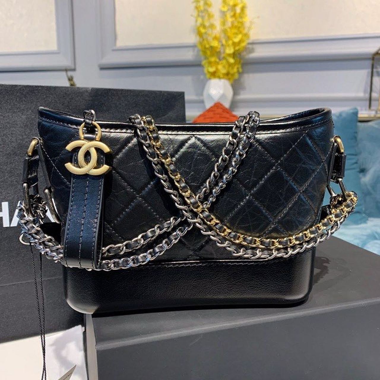 Chanel Gabrielle Hobo Handbag Black For Women, Women’s Bags, Shoulder And Crossbody Bags 7.8in/20cm AS1582 B03936 94305