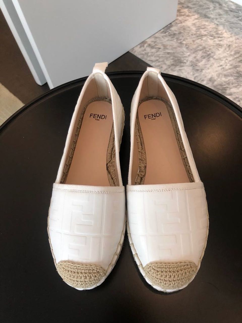 Fendi FF Logo Espadrilles Calfskin Leather Spring/Summer Collection White