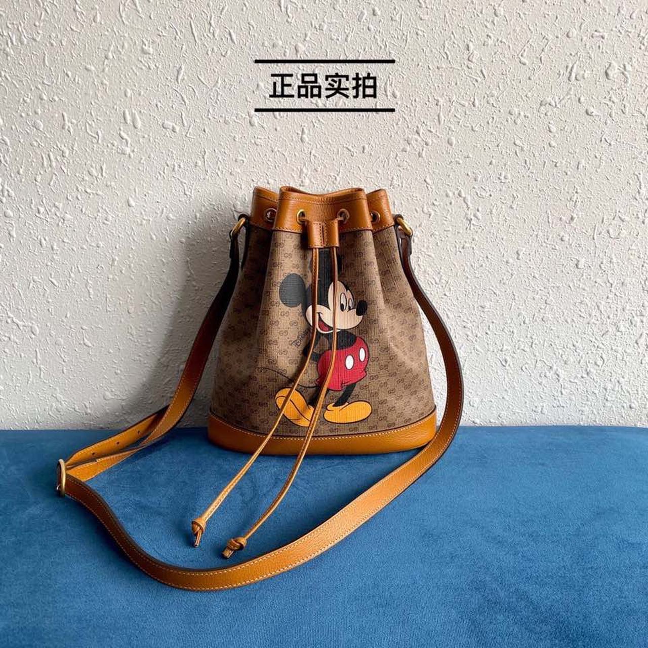 Gucci X Disney Gucci Supreme Canvas Bucket Bag Beige And Brown For Women 12.6in/32cm Gucci 602691 HWXAM 8559