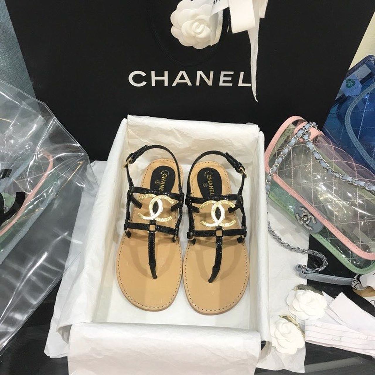 Chanel Sandals Black For Women, Women’s Shoes
