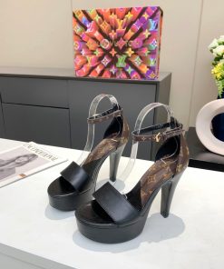 Louis Vuitton Women’s Afterglow Platform Sandal Black And Brown For Women LV