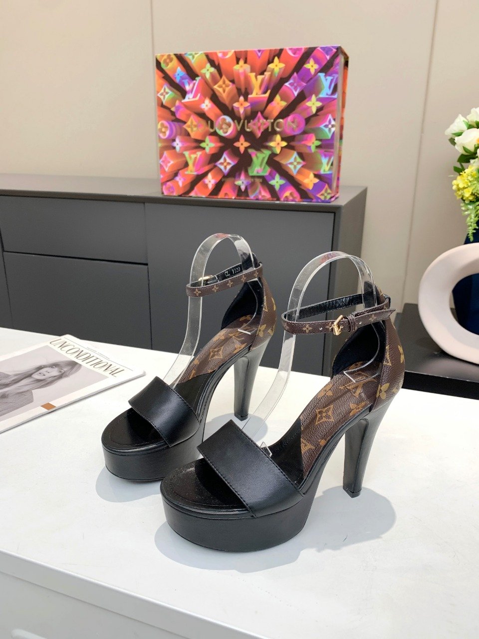 Louis Vuitton Women’s Afterglow Platform Sandal Black And Brown For Women LV
