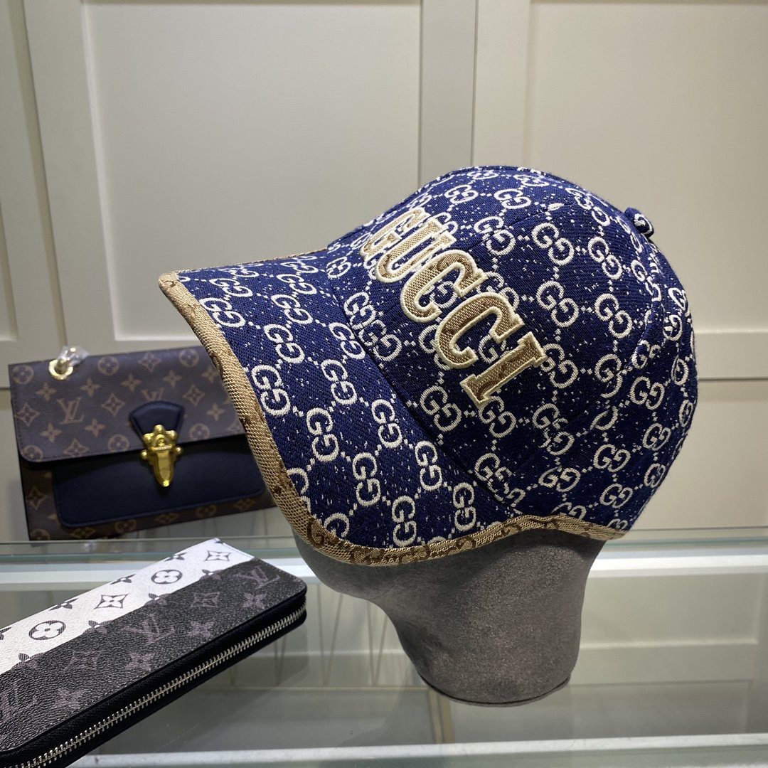 GUCCI Canvas Baseball Cap Blue