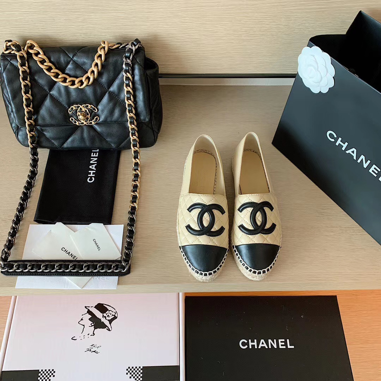 Chanel Espadrilles Beige/Black For Women, Women’s Shoes G29762