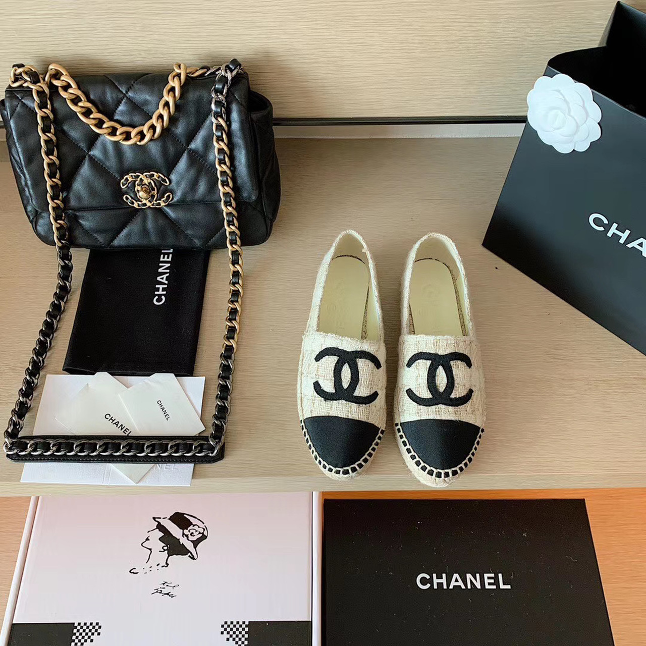 Chanel Espadrilles White/Black For Women, Women’s Shoes G29762