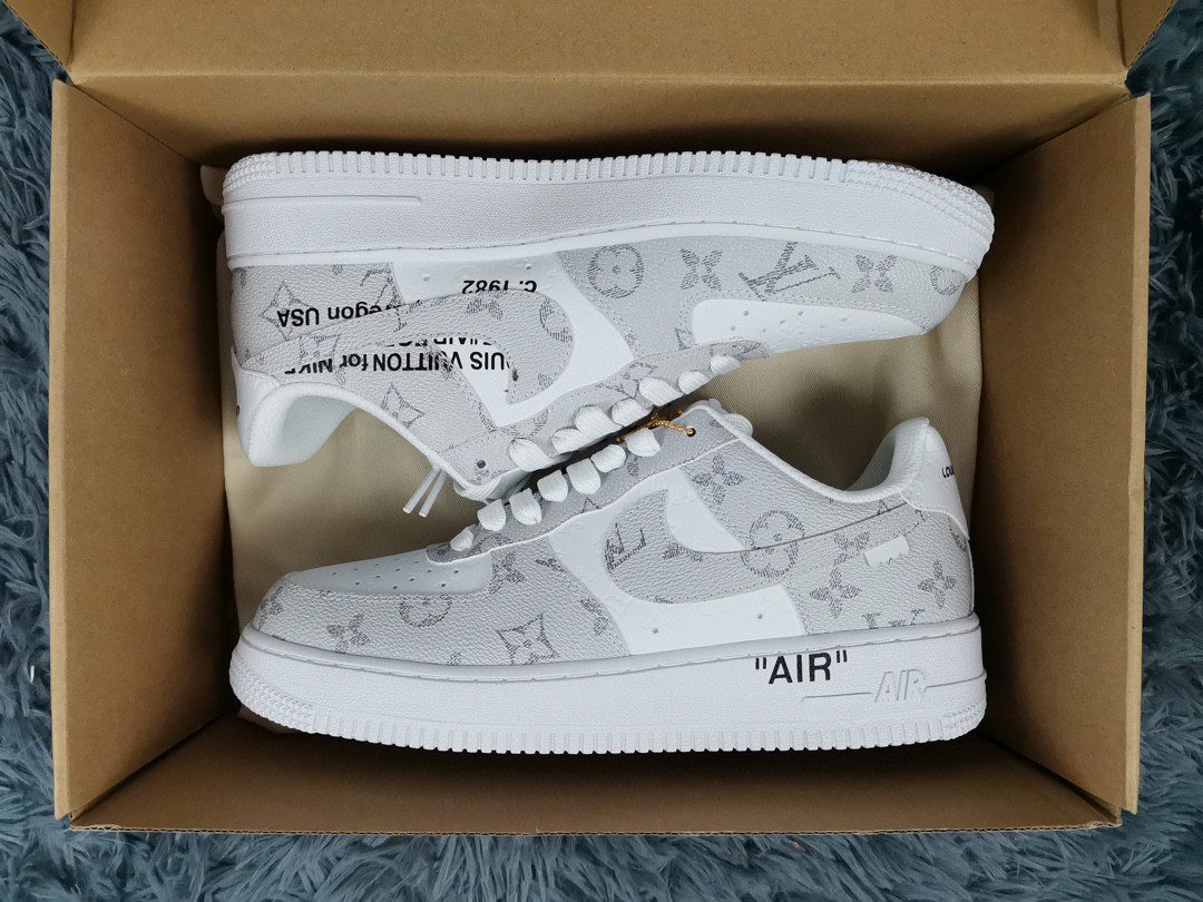  Nike Air Force 1 Low x Louis Vuitton Virgil Abloh ‘White Grey’ For Men 