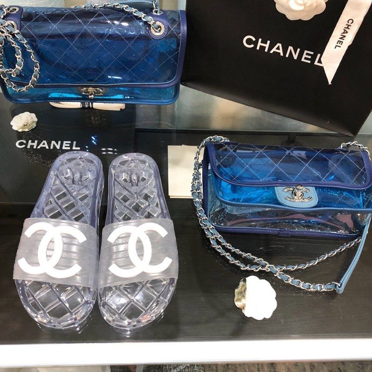 Chanel Mule Glossy Transparent Chanel Logo PVC Pool Clear For Women, Women’s Shoes