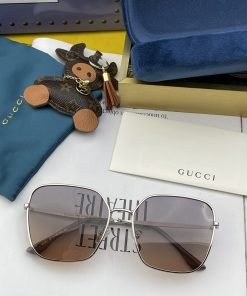 Gucci Silver Color Frame Black Lenses Sunglasses