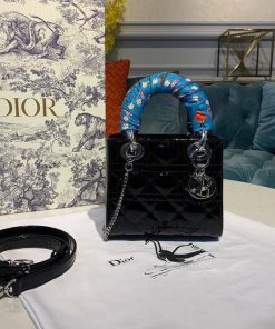 Christian Dior Mini Lady Dior Bag with Chain Silver Hardware Spring/Summer Collection, Black, For Women Women’s Handbags, 18cm CD M0505PCAL_M900