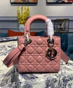Christian Dior Small Lady Dior Bag Blush Cannage Sorbet Pink For Women 8in/20cm CD