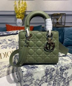 Christian Dior Small Lady Dior Bag Ultramatte Cannage Olive Green For Women 8in/20cm CD