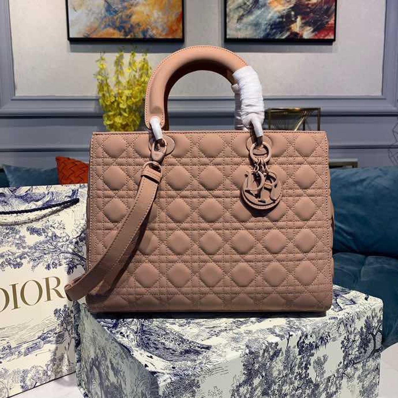 Christian Dior Large Lady Dior Bag Pink For Women 12.5in/32cm CD M0566SLOI